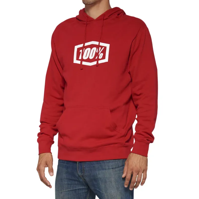 100 Percent Icon Casual Pullover Hoodie in Red
