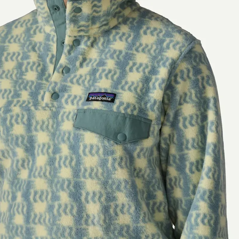 Patagonia Women's Lightweight Snap-T Fleece Pullover in Sun Quilt Blue-4