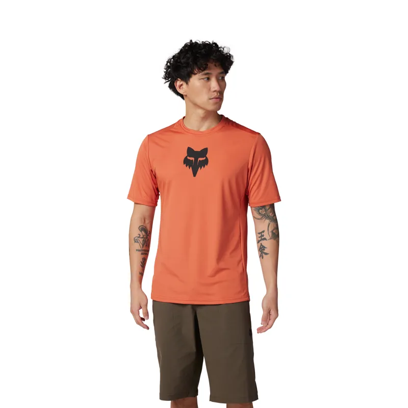 Fox Ranger Lab Head Short Sleeve Mountain Bike Jersey in Atomic Orange-2