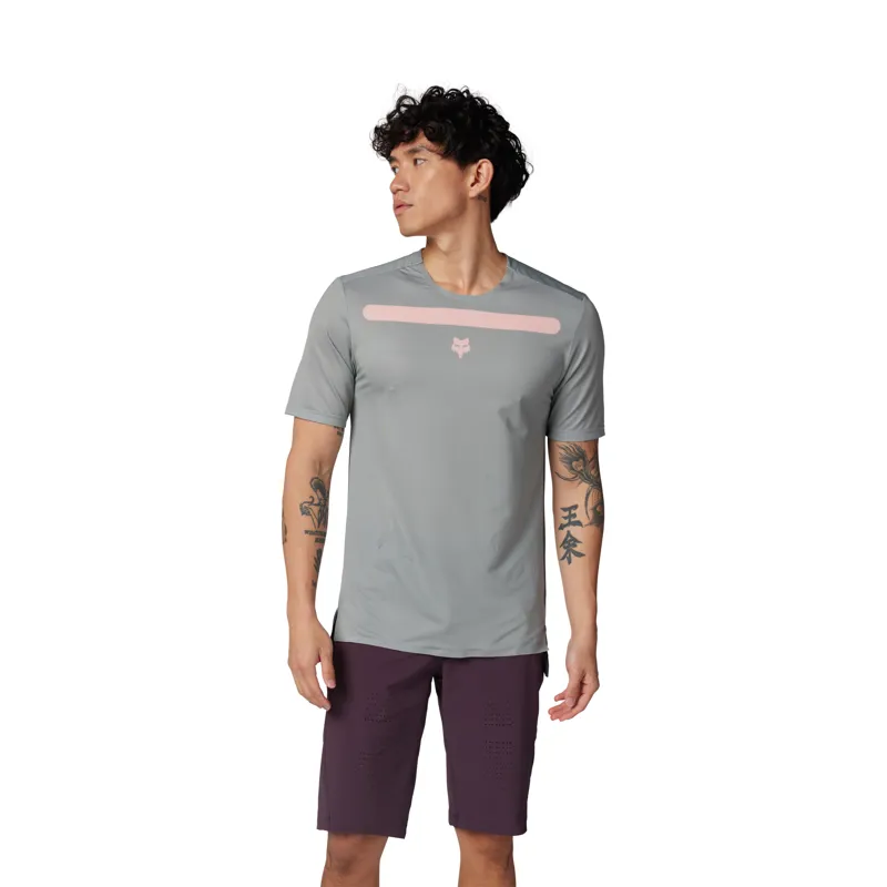 Fox Aviation Short Sleeve MTB Jersey Race in Grey Vintage
