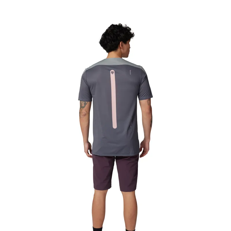 Fox Aviation Short Sleeve MTB Jersey Race in Grey Vintage-2