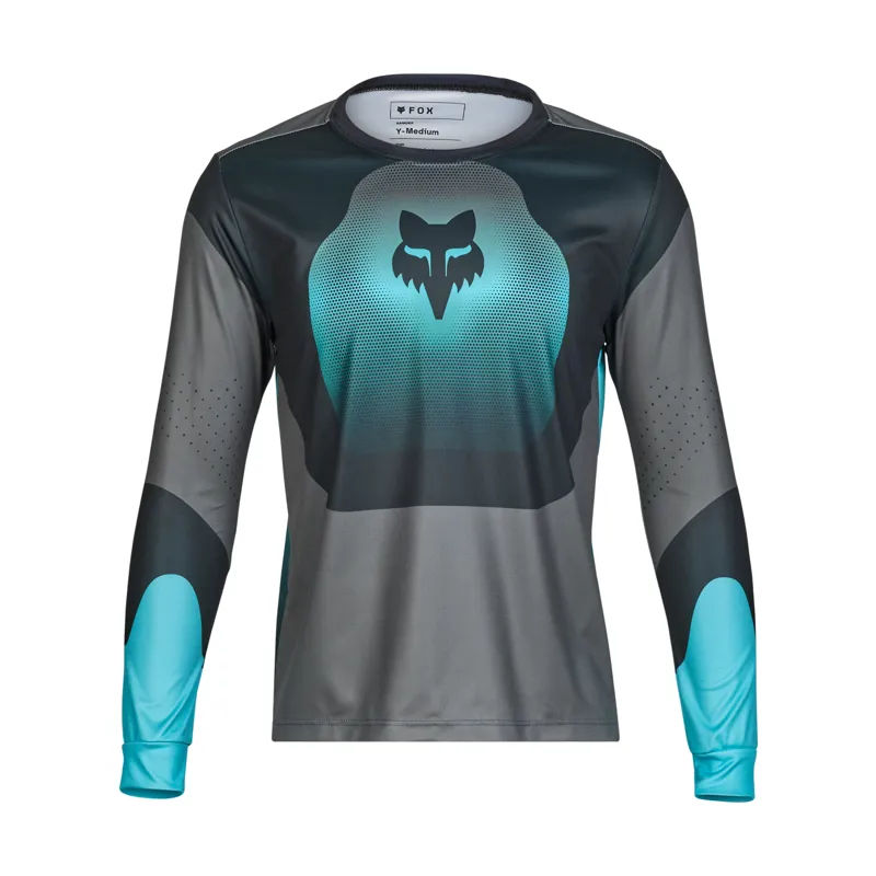 Fox Youth Ranger Long Sleeve MTB Jersey Revise in Teal-1