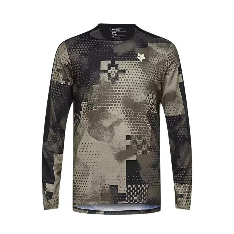 Fox Flexair Ascent Pulse Long Sleeve MTB Jersey in Sand-2