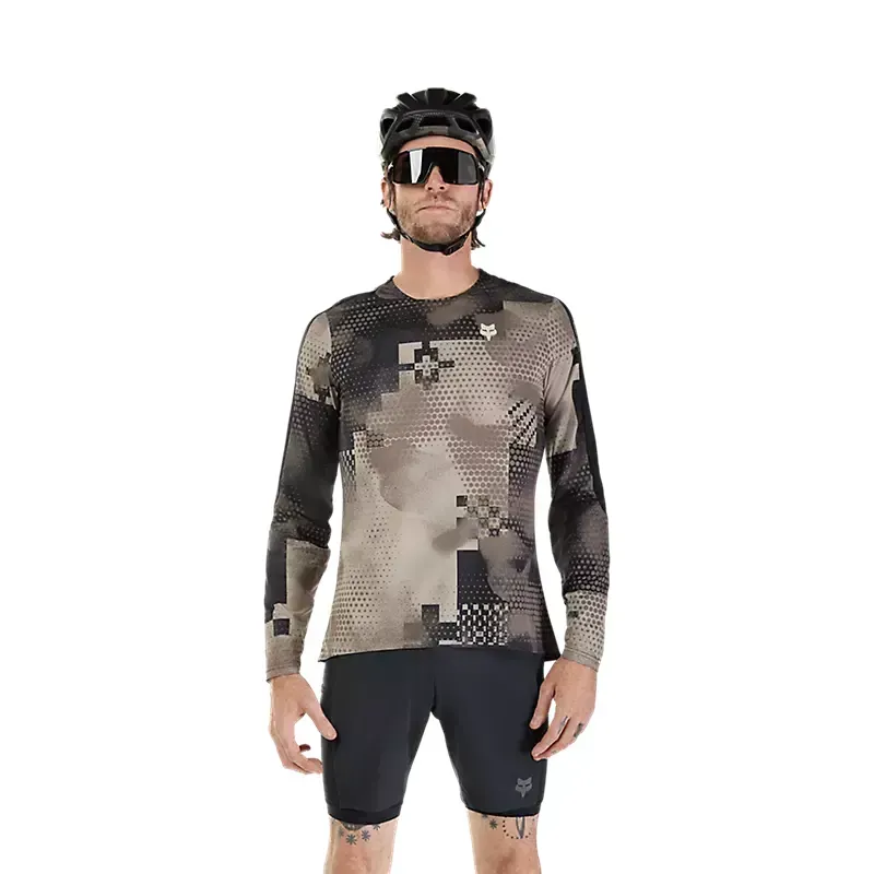 Fox Flexair Ascent Pulse Long Sleeve MTB Jersey in Sand