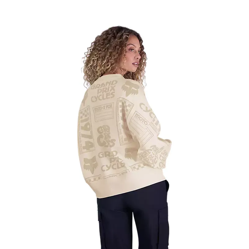 Fox Womens Circa 74 Oversized Casual Crew in Off White-1