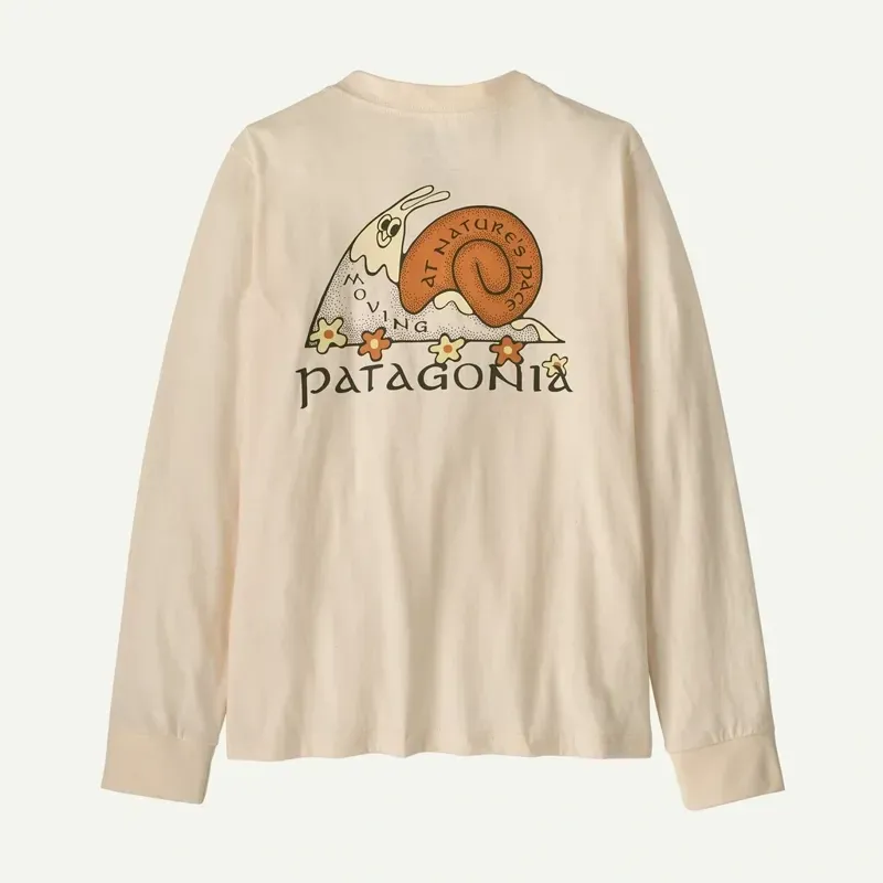 Patagonia Kids' Long-Sleeved Graphic T-Shirt in Undyed Natural