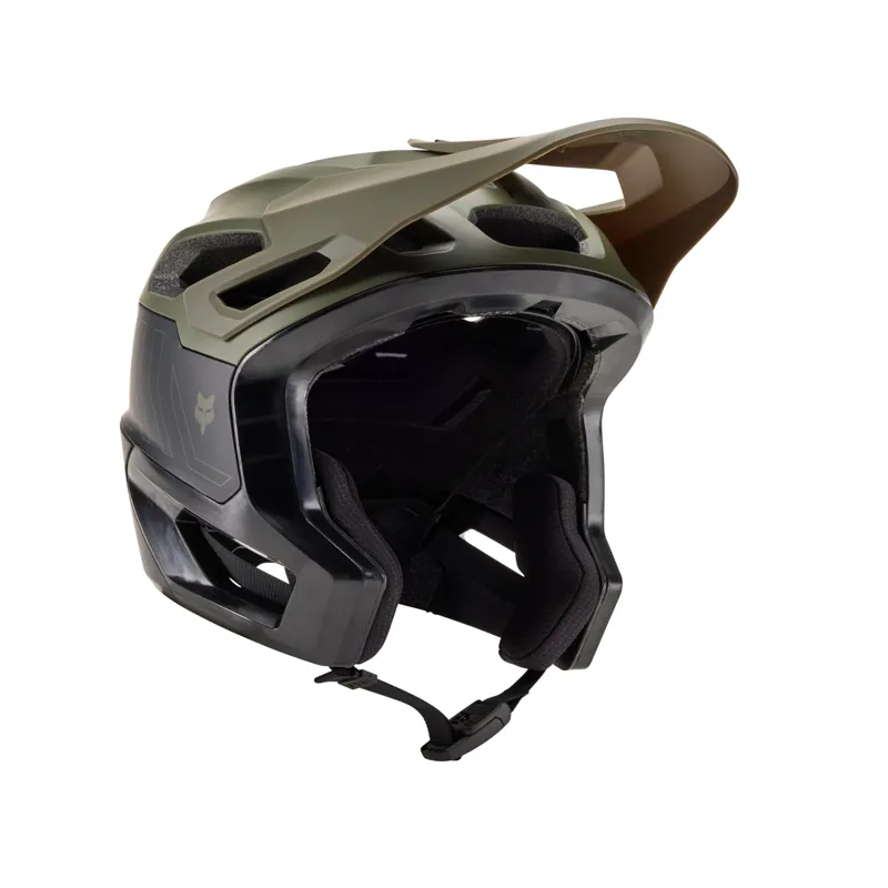 Fox Dropframe Pro Runn MTB Enduro Helmet in Olive Green