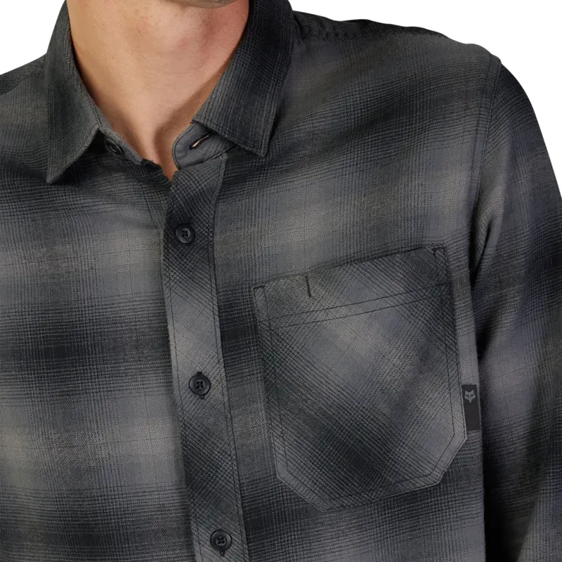 Fox Survivalist Casual Flannel Shirt in Black-3