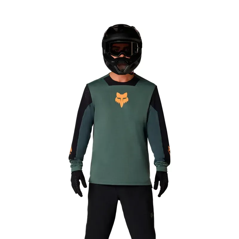 Fox Defend Creation Long Sleeve MTB Jersey in Sage Green-1