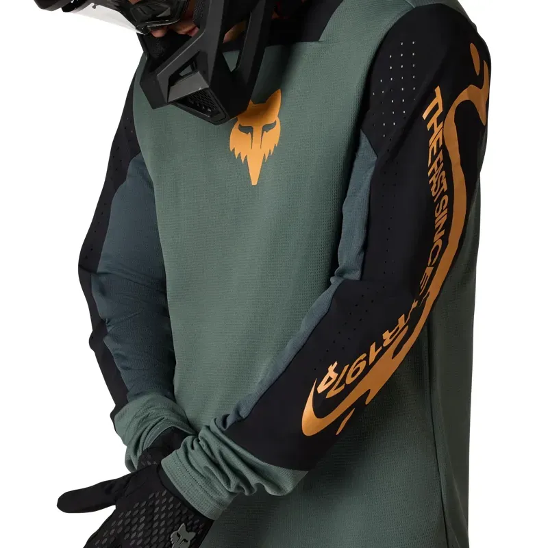 Fox Defend Creation Long Sleeve MTB Jersey in Sage Green