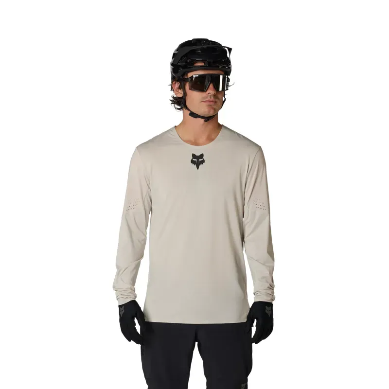 Fox Flexair Long Sleeve Mountain Bike Jersey in Chalk White-2