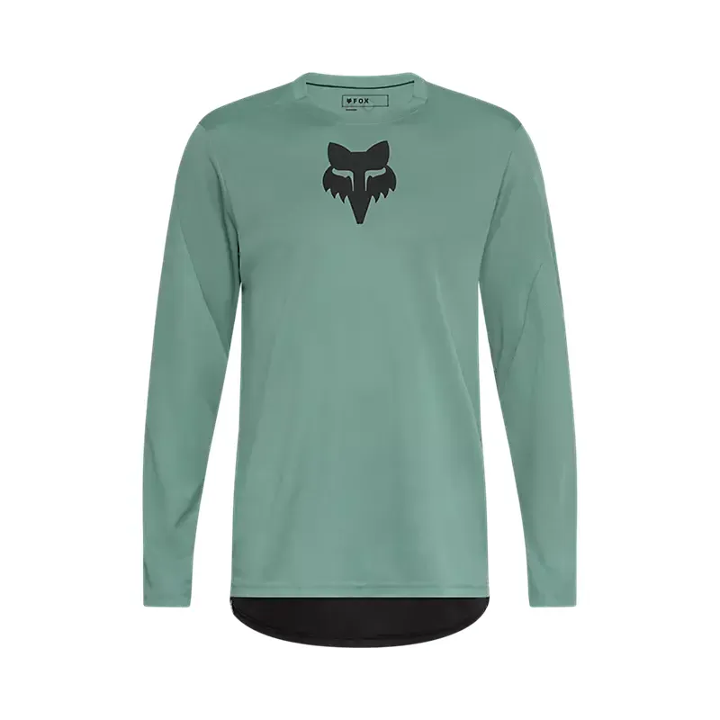 Fox Ranger Fox Head Long Sleeve Mountain Bike Jersey in Pine Green