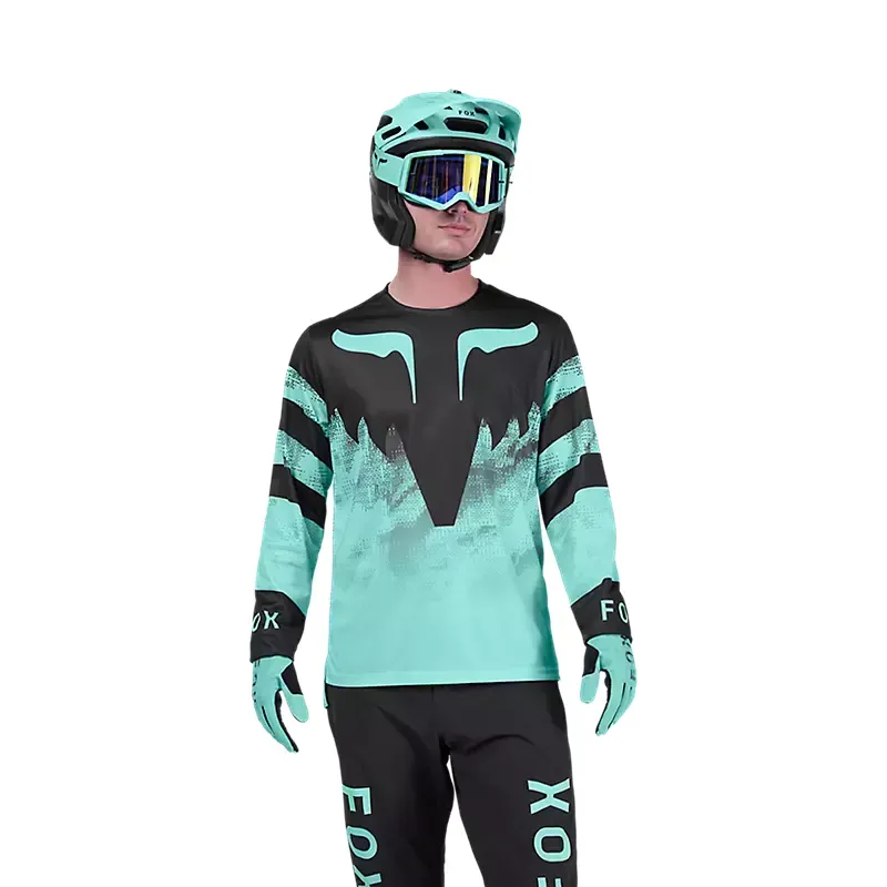 Fox Ranger Kairos Long Sleeve Mountain Bike Jersey in Turquoise