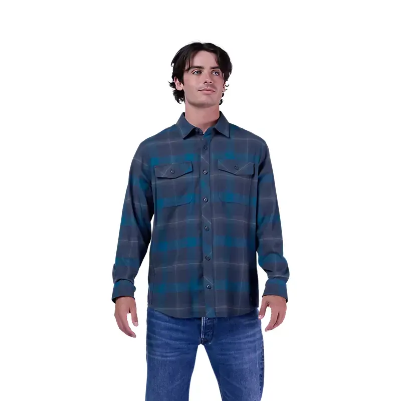 Fox Survivalist Core Flannel Long Sleeve Shirt in Midnight Blue