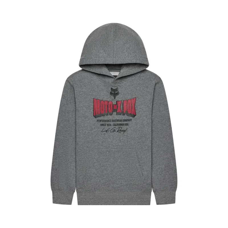 Fox Youth Go Race Fleece Pullover Hoodie in Heather Graphite Grey