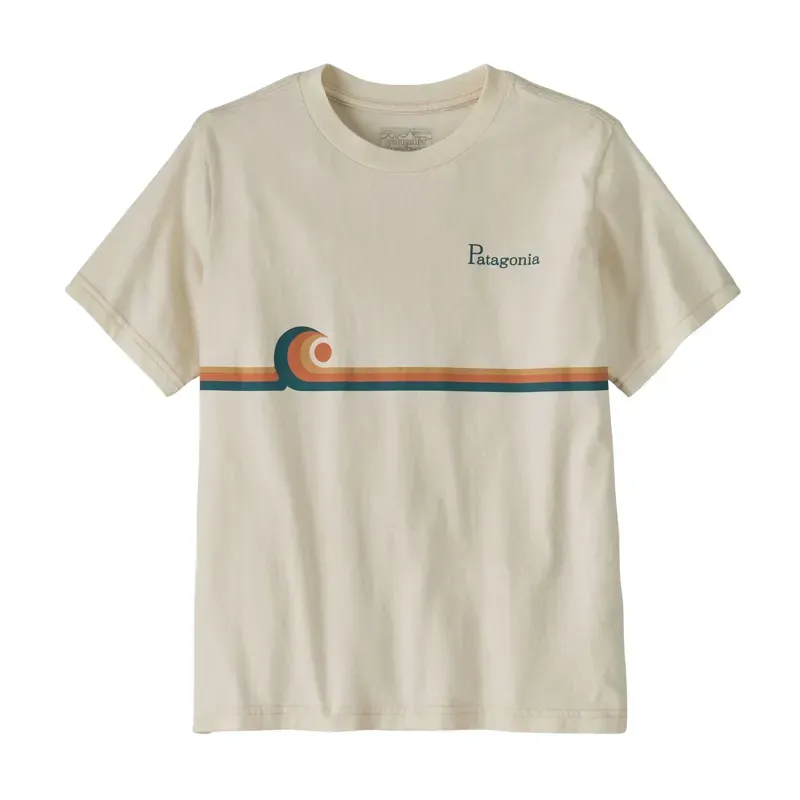 Patagonia Youth Graphic T-Shirt in Swelldrifter Stripe: Undyed Natural