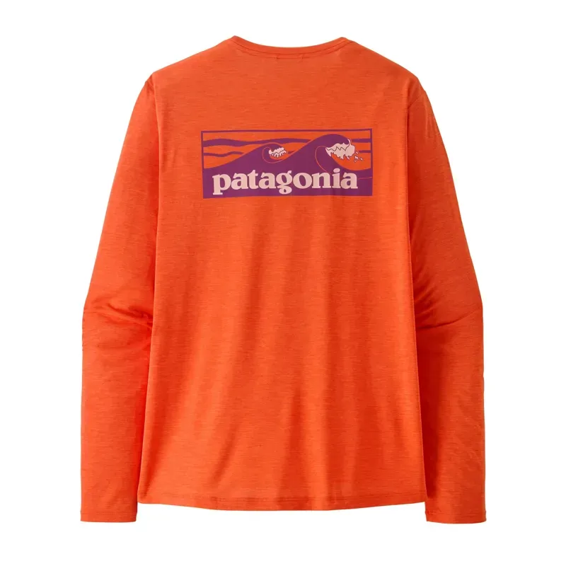 Patagonia LS Cap Cool Daily Shirt Boardshort Logo in Orange Peel X-Dye-1