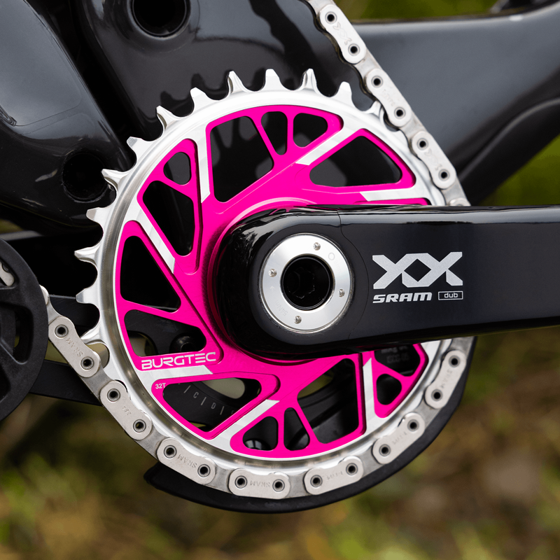 Burgtec - 3mm Offset Thick Thin Chainring for SRAM 8Bolt 32T in Pink-1