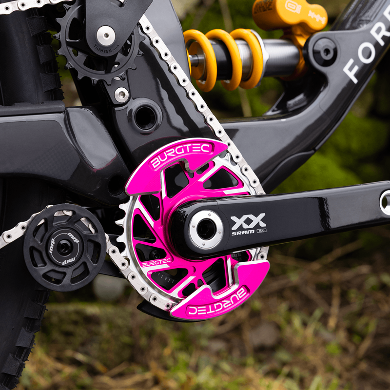 Burgtec - Chainring Bash Guard Pair in Toxic Barbie Pink-1