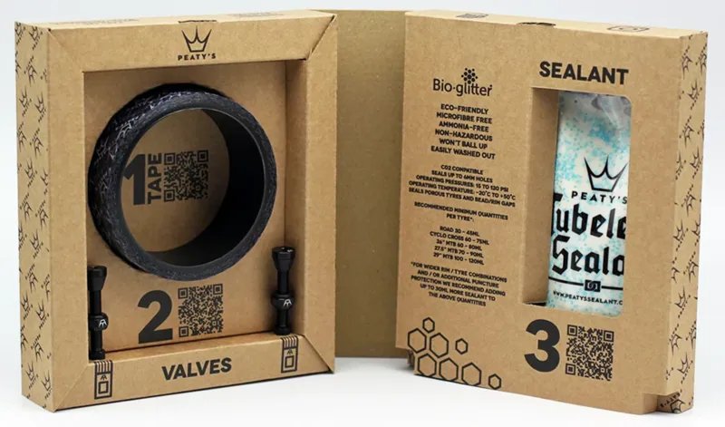 Peatys Tubeless Conversion Kit - 25mm Tape - 42mm Valves - Sealant Po-1