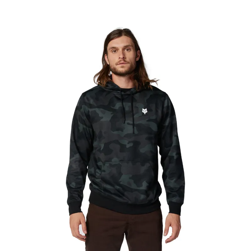 Fox Head Camo Pullover Casual Hoodie in Black Camouflage