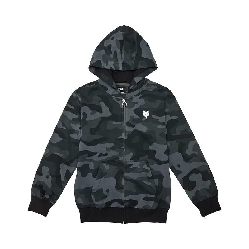 Fox Youth Fox Head Camo Fleece Casual Zip Fleece in Black Camo