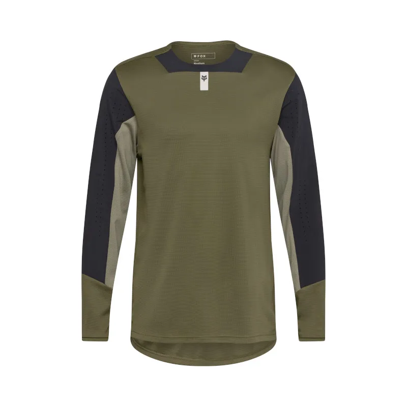 Fox Defend Long Sleeve Mountain Bike Race Jersey in Olive Green