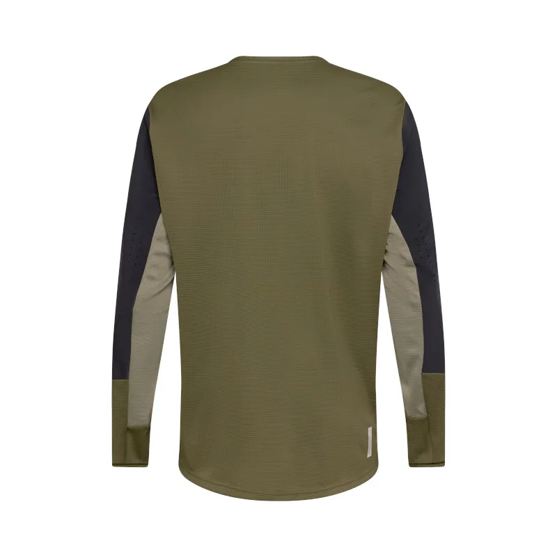 Fox Defend Long Sleeve Mountain Bike Race Jersey in Olive Green-1