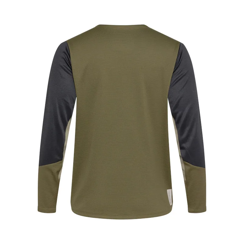 Fox Youth Defend Long Sleeve Mountain Bike Jersey in Olive Green-1