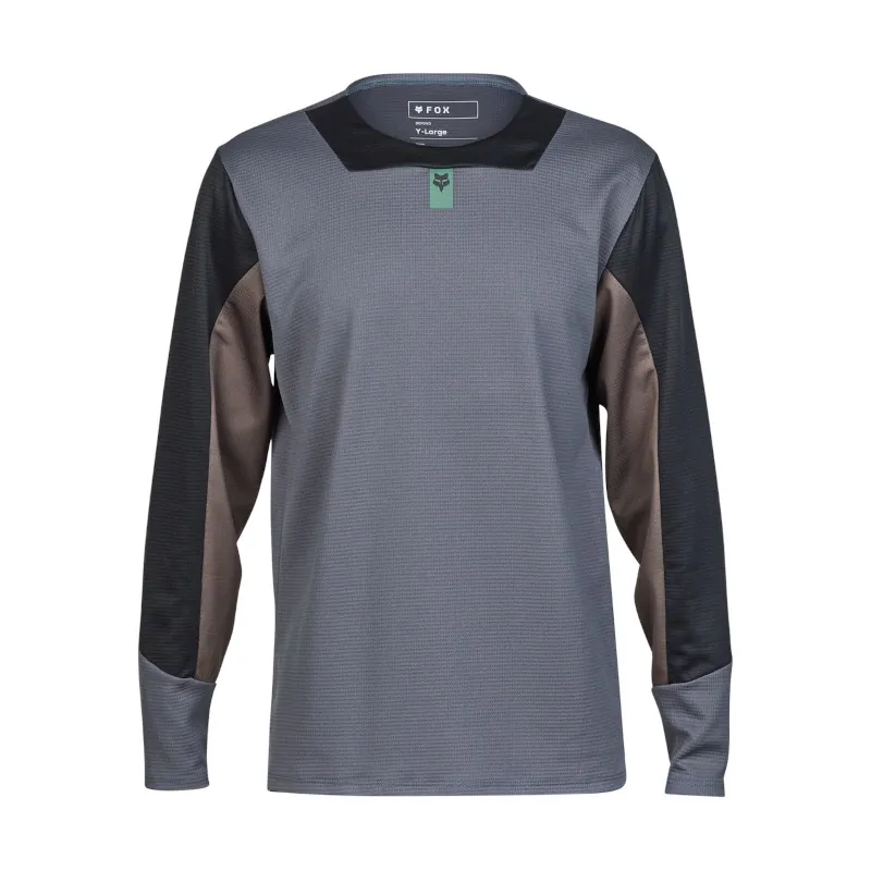 Fox Youth Defend Long Sleeve Mountain Bike Jersey in Graphite