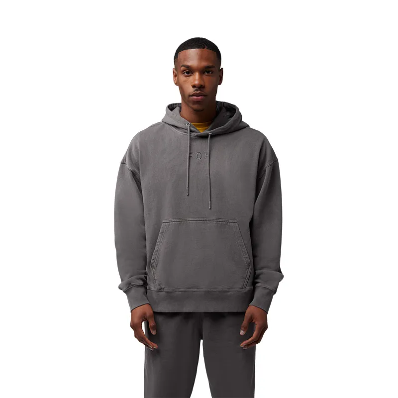 Fox Wordmark Oversized Pullover Hoodie in Pewter Grey