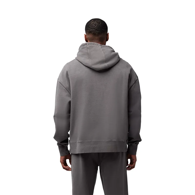 Fox Wordmark Oversized Pullover Hoodie in Pewter Grey-1