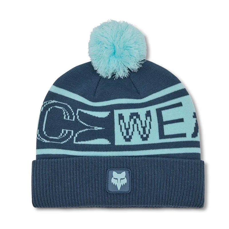 Fox Throttle Bobble Beanie in Dark Vintage Blue