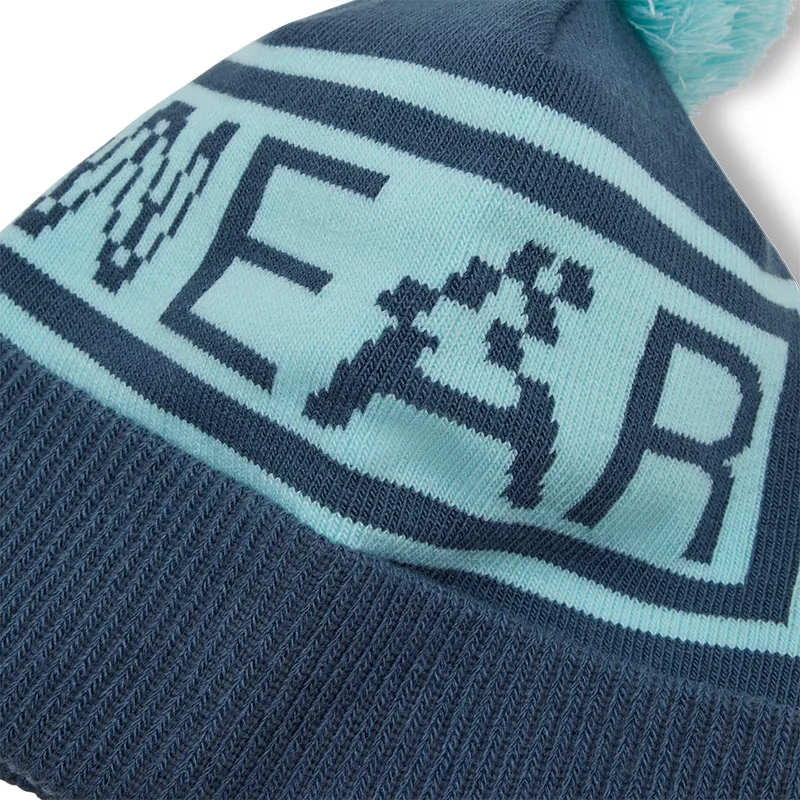 Fox Throttle Bobble Beanie in Dark Vintage Blue-2