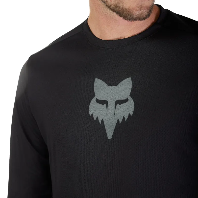 Fox Ranger Fox Head Long Sleeve MTB Jersey in Black-5