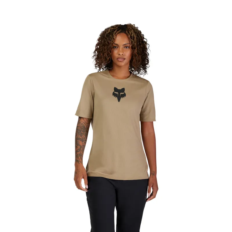 Fox Womens Ranger Short Sleeve Mountain Bike Jersey - Fox Head in Sand