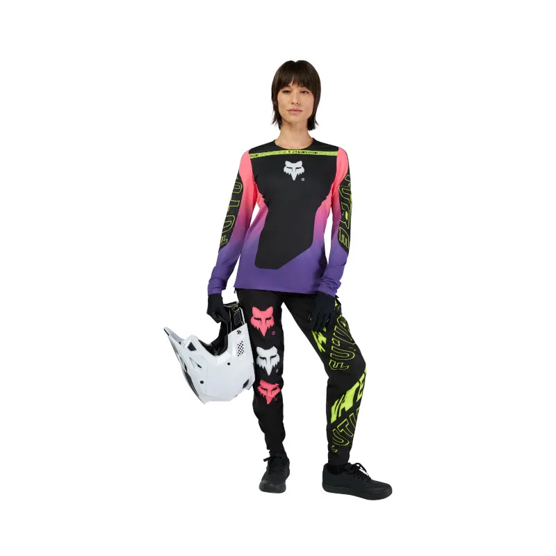 Fox Womens Flexair Elevated Long Sleeve Mountain Bike Jersey in Black-9