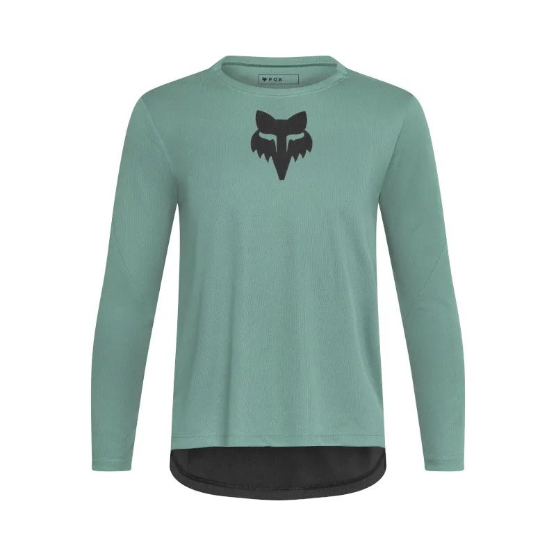 Fox Youth Ranger Long Sleeve MTB Jersey FoxHead in Pine Green
