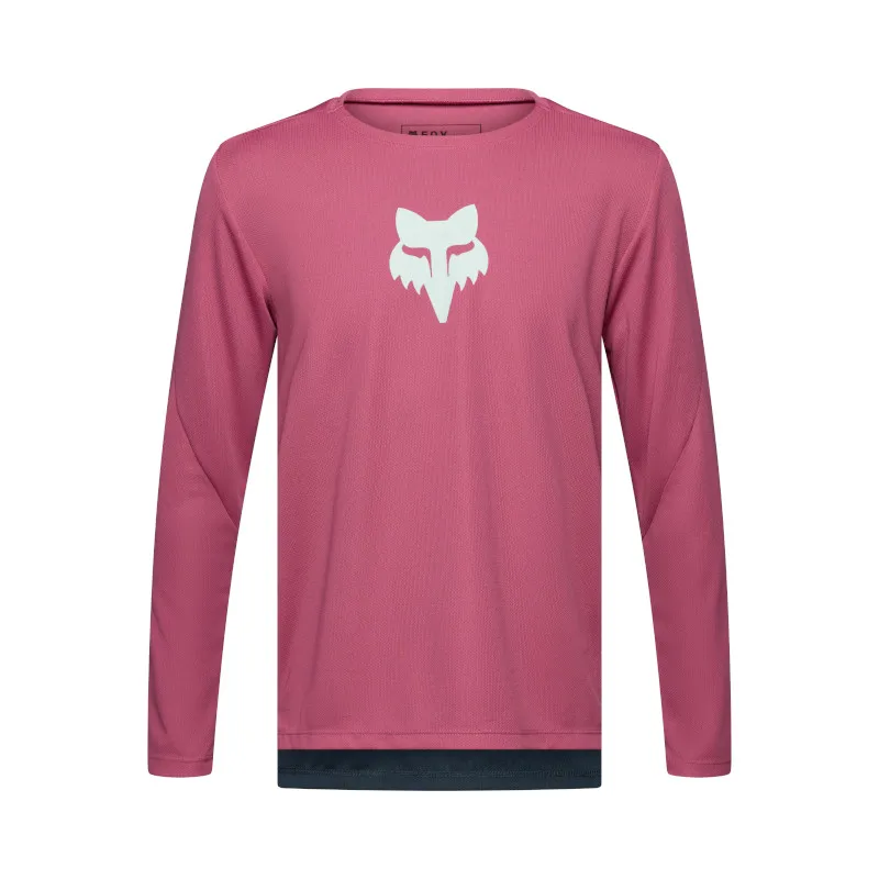 Fox Youth Ranger Fox Head Long Sleeve Jersey in Berry