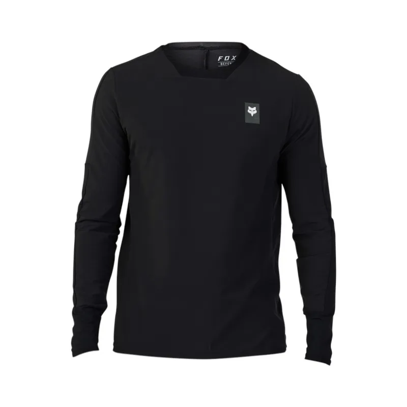 Fox Defend Thermal DWR Coated Winter Long Sleeve Jersey in Black-2
