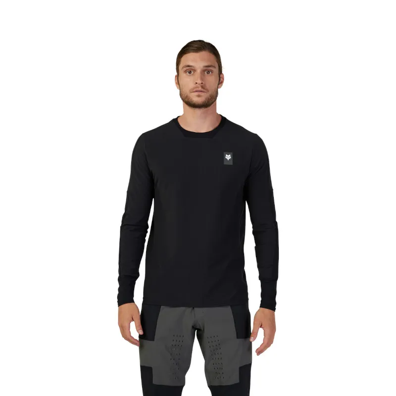 Fox Defend Thermal DWR Coated Winter Long Sleeve Jersey in Black