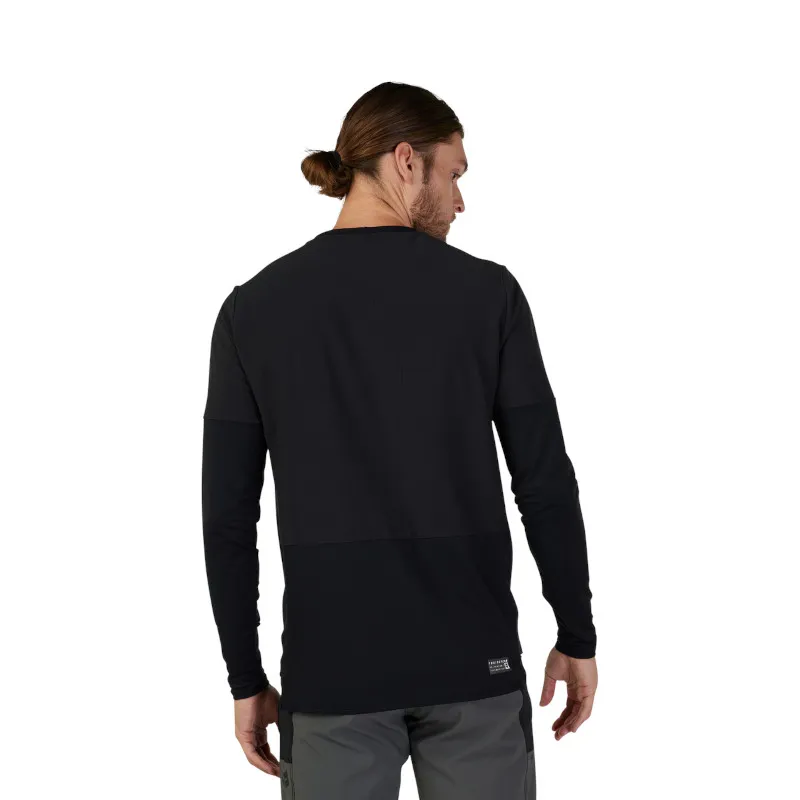 Fox Defend Thermal DWR Coated Winter Long Sleeve Jersey in Black-1
