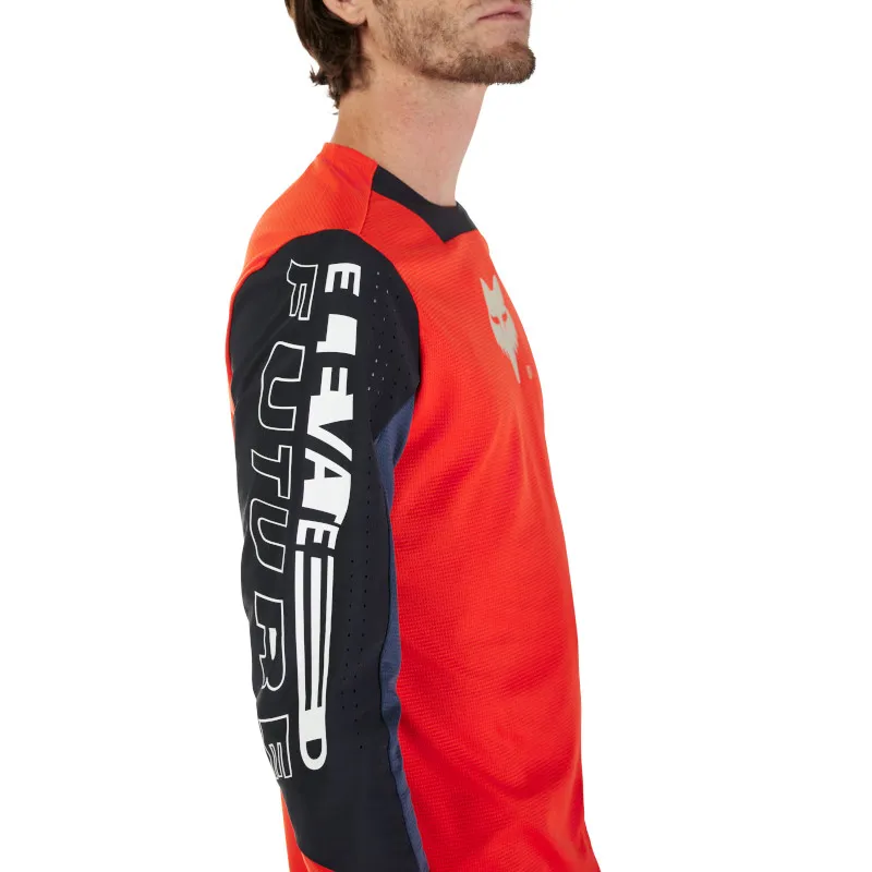Fox Defend Elevated Long Sleeve MTB Jersey  in Flo Red-5