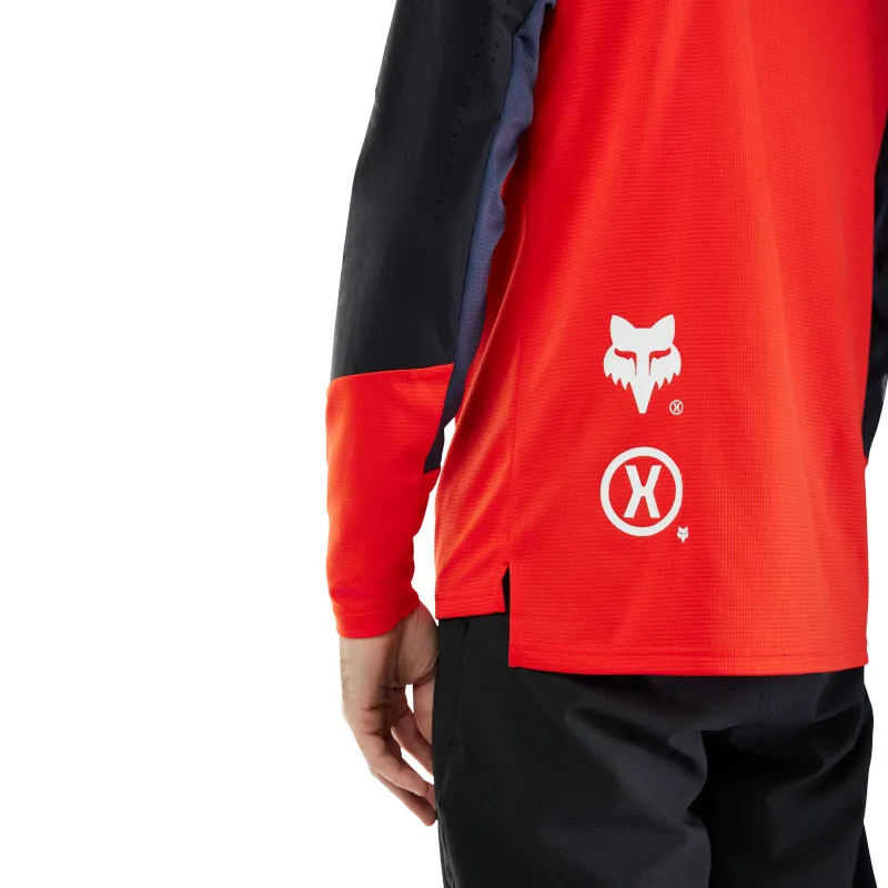 Fox Defend Elevated Long Sleeve MTB Jersey  in Flo Red-3