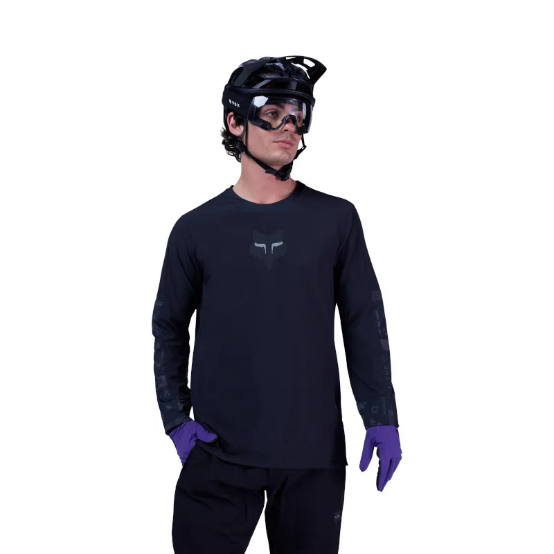 Fox Defend Long Sleeve Thermal LUNAR Jersey in Black-2