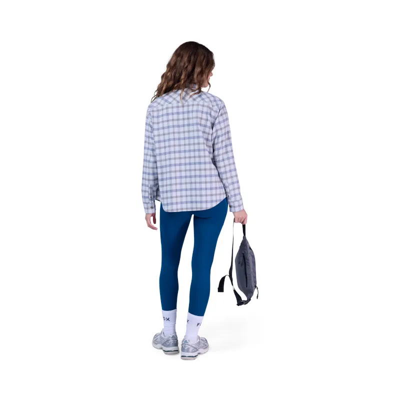 Fox Womens Survivalist Core Long Sleeve Flannel in Light Grey-5