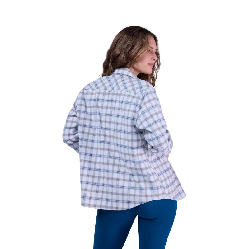 Fox Womens Survivalist Core Long Sleeve Flannel in Light Grey-7