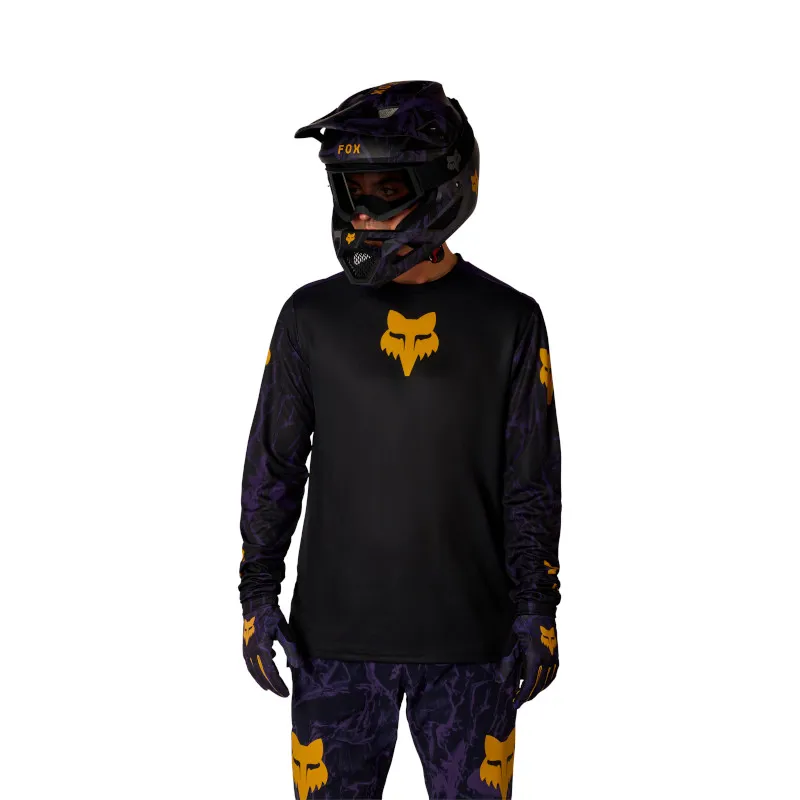 Fox Youth Ranger Long Sleeve MTB Jersey Image Print in Plum-2