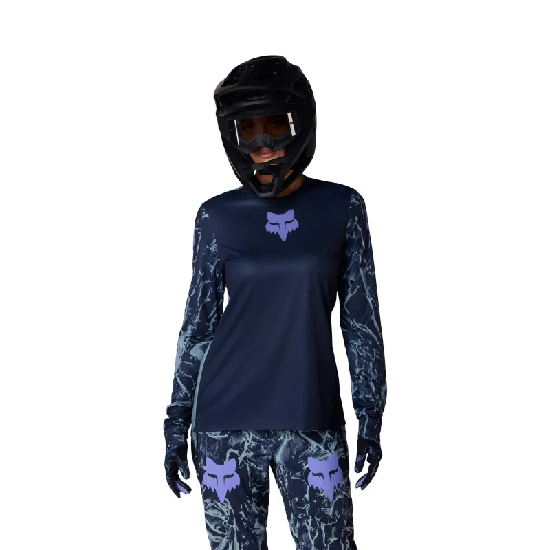 Fox Womens Ranger Long Sleeve Jersey Image Print in Arctic Blue-2