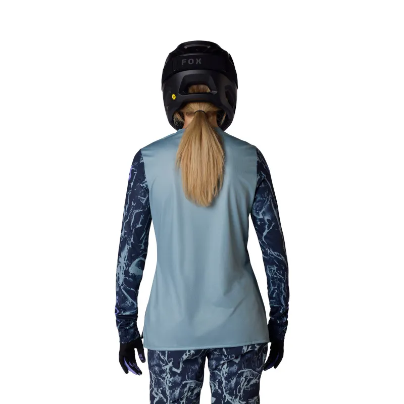 Fox Womens Ranger Long Sleeve Jersey Image Print in Arctic Blue-3